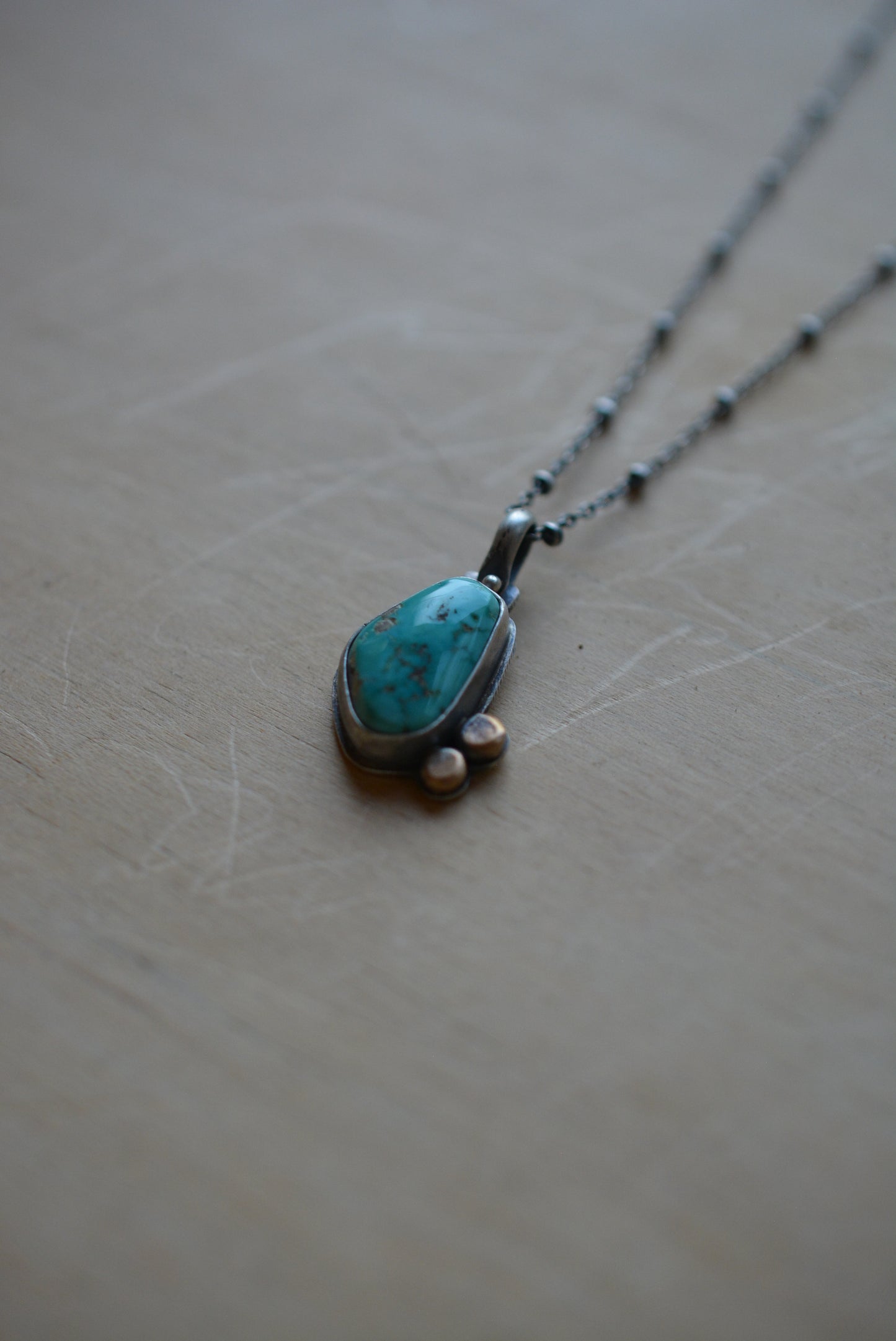 Carico Lake Turquoise ~ Necklace ~ Sterling Silver & bronze