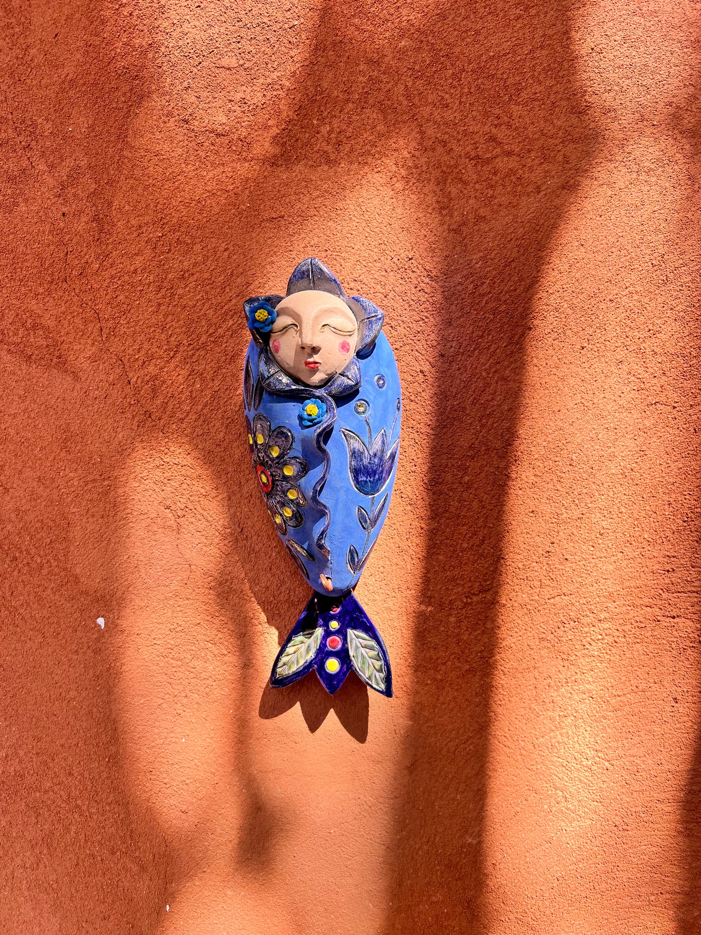 Blue Wawa with fish tail ~ Small ~ art wall sculpture