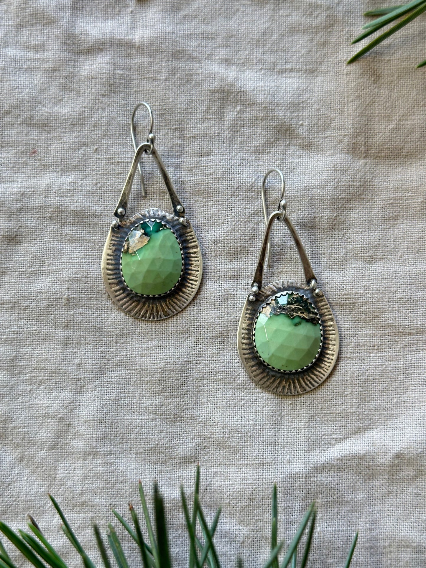 Australian Variscite earrings - sterling silver and bronze