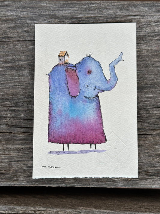 Small Migrantes - Original mixed media - 6 x 8 framed