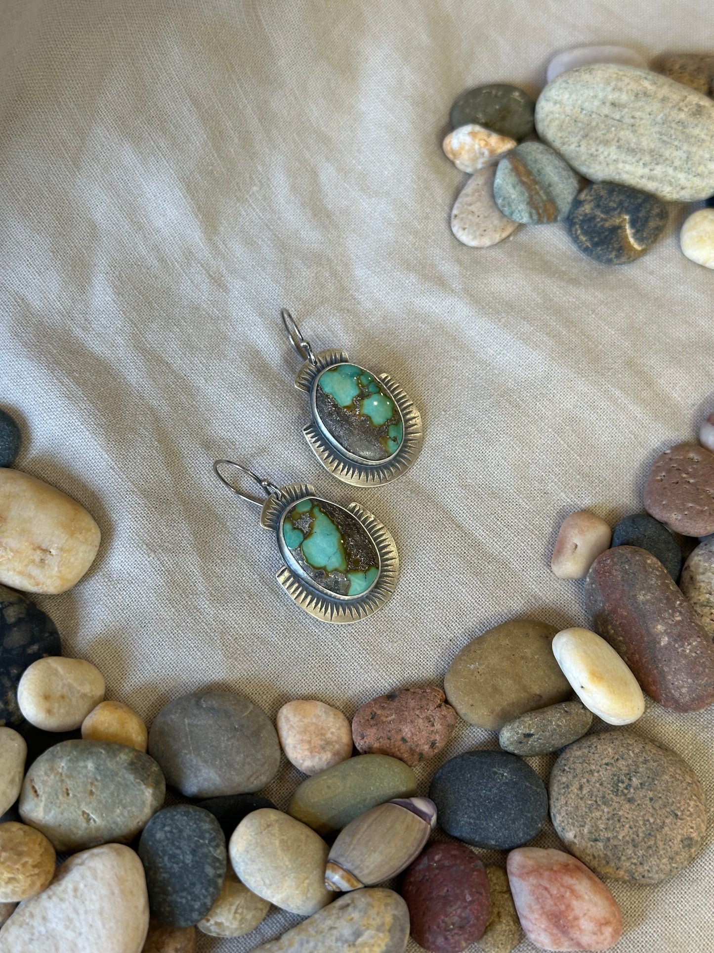 Hubei Turquoise Shield Earrings - sterling silver