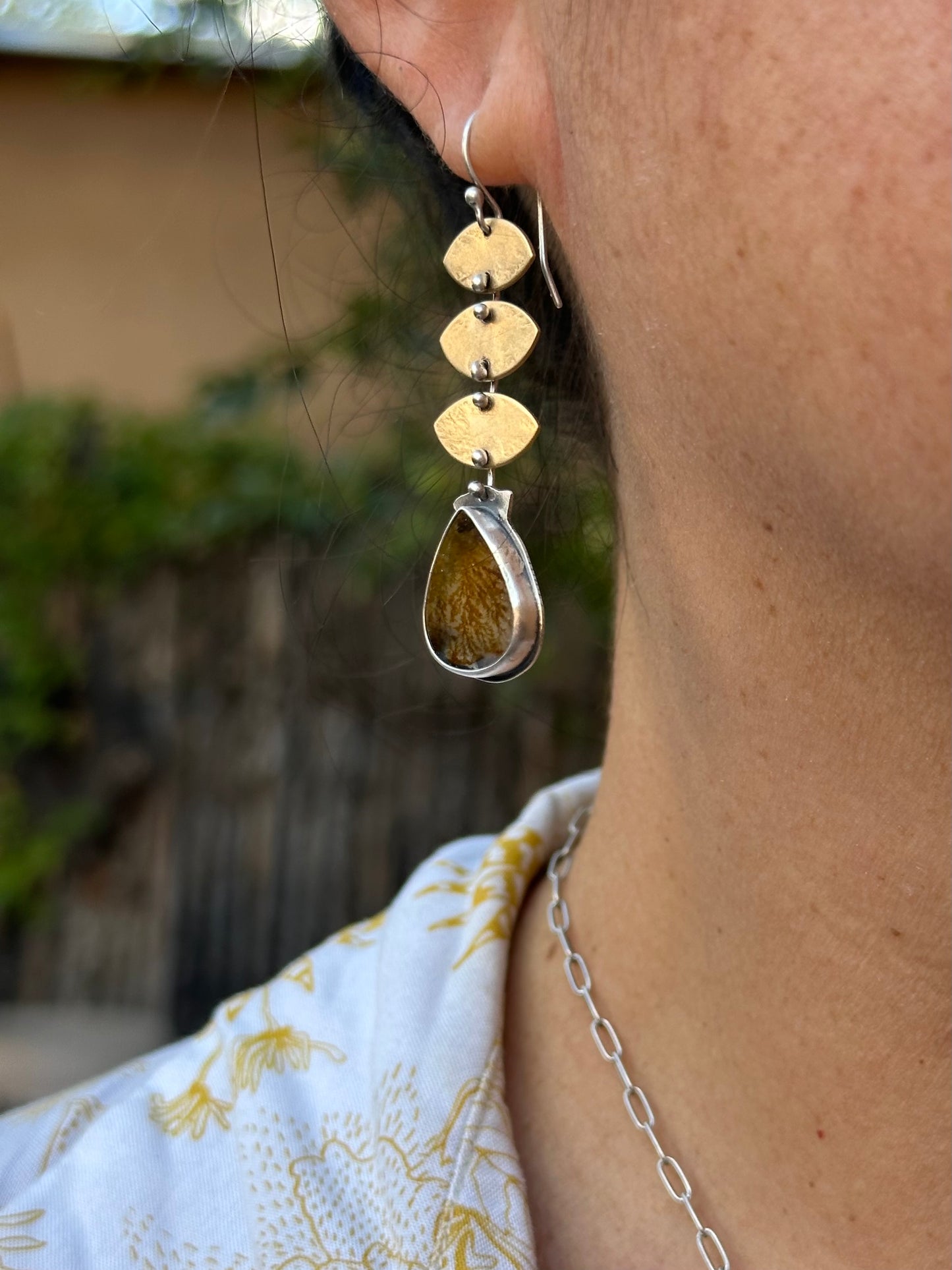 Dendritic Agate ~ Sterling Silver and brass