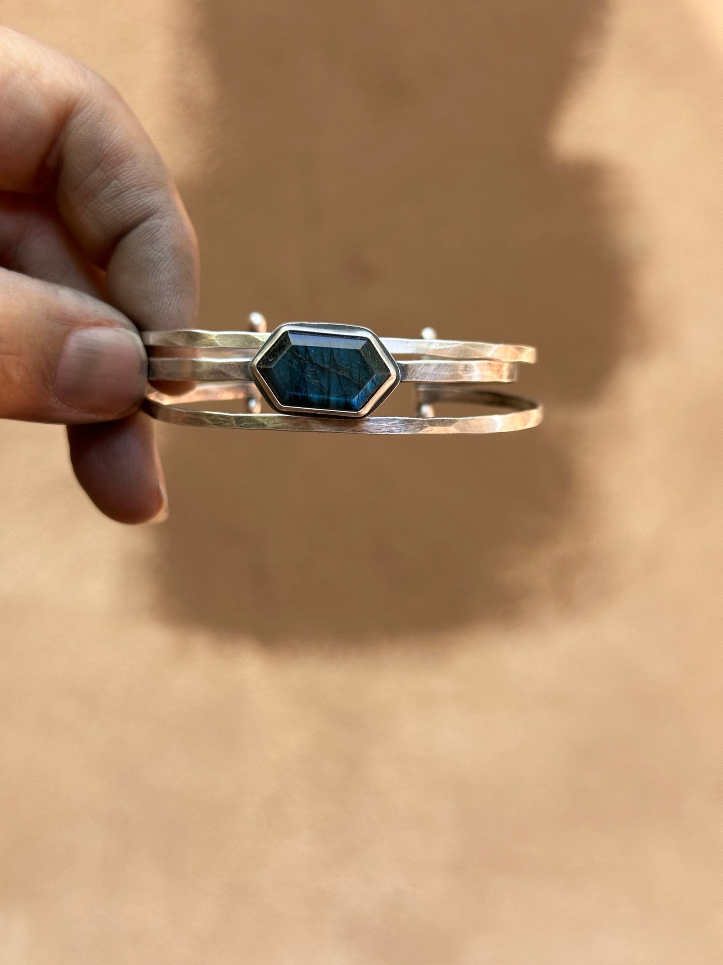 Stacked - Attached Bracelet - Labradorite- Cuff with Movement - ready to ship