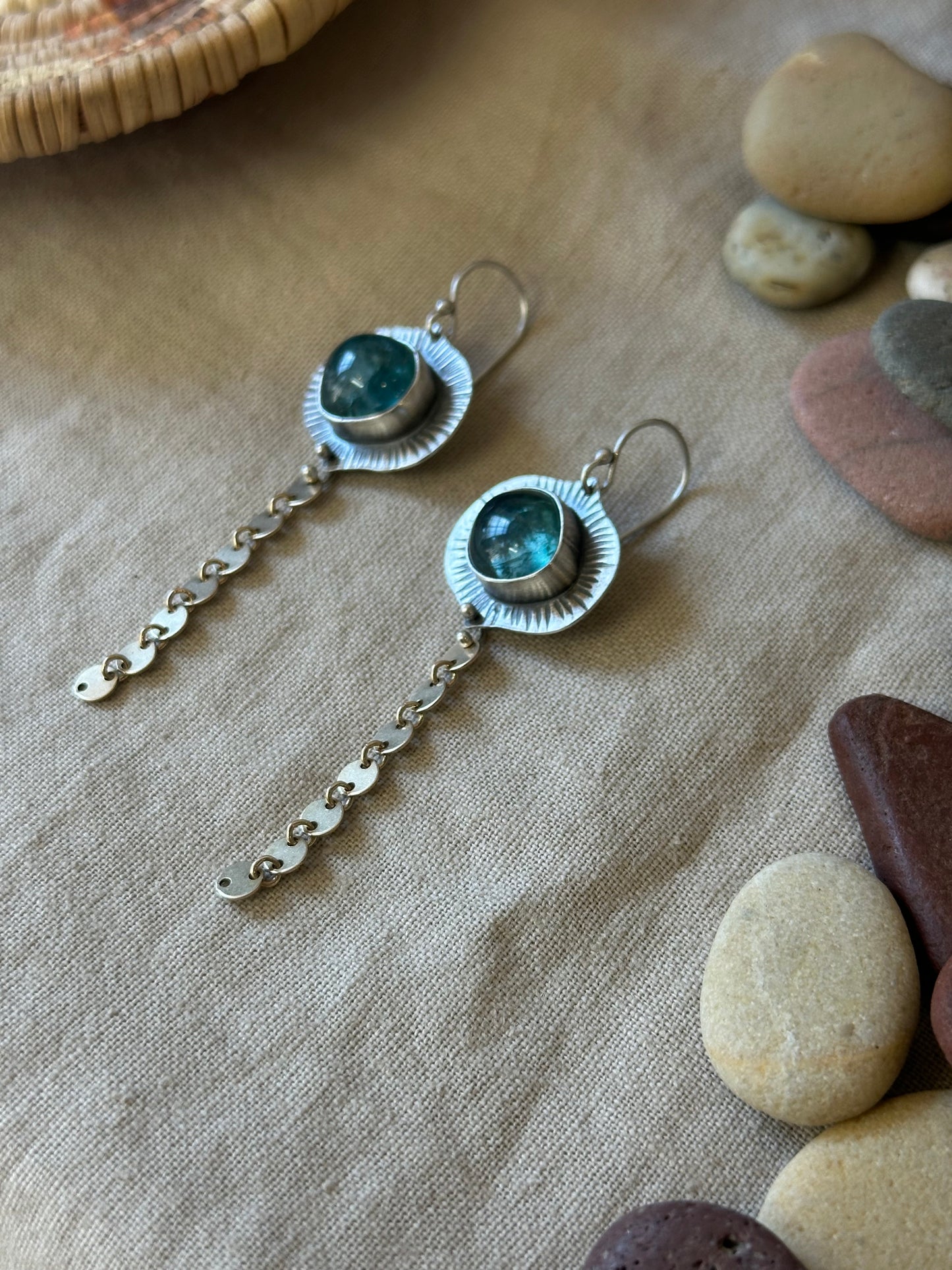 Apatite - dangle earrings - Nature Inspired Earrings - sterling silver and gold filled
