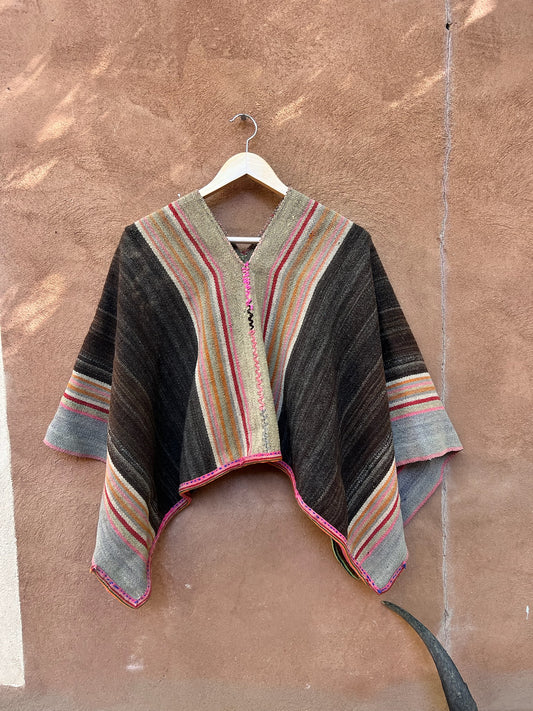 Cropped Aguayo Poncho ~ handwoven