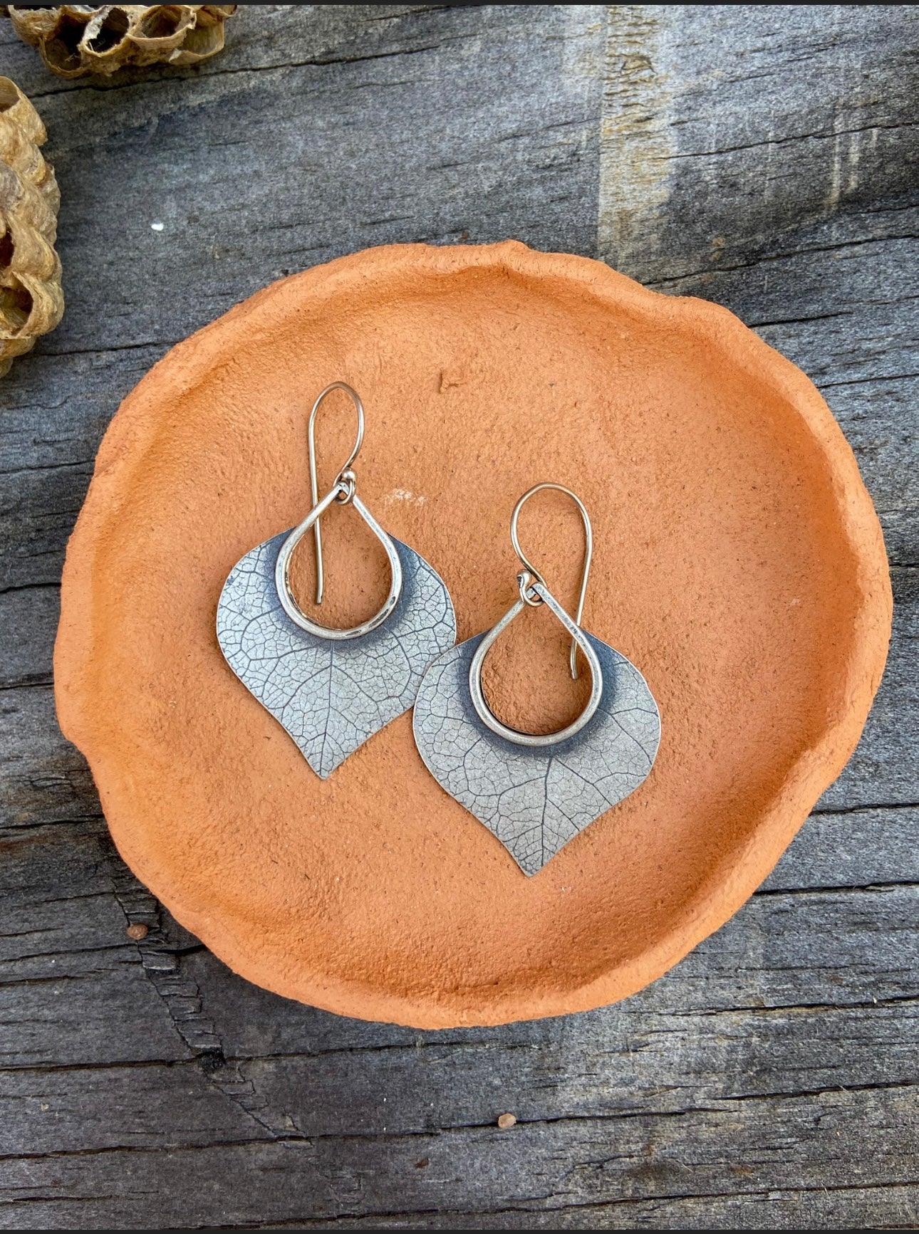 Aspen Leaf Imprinted Earrings - Sterling Silver