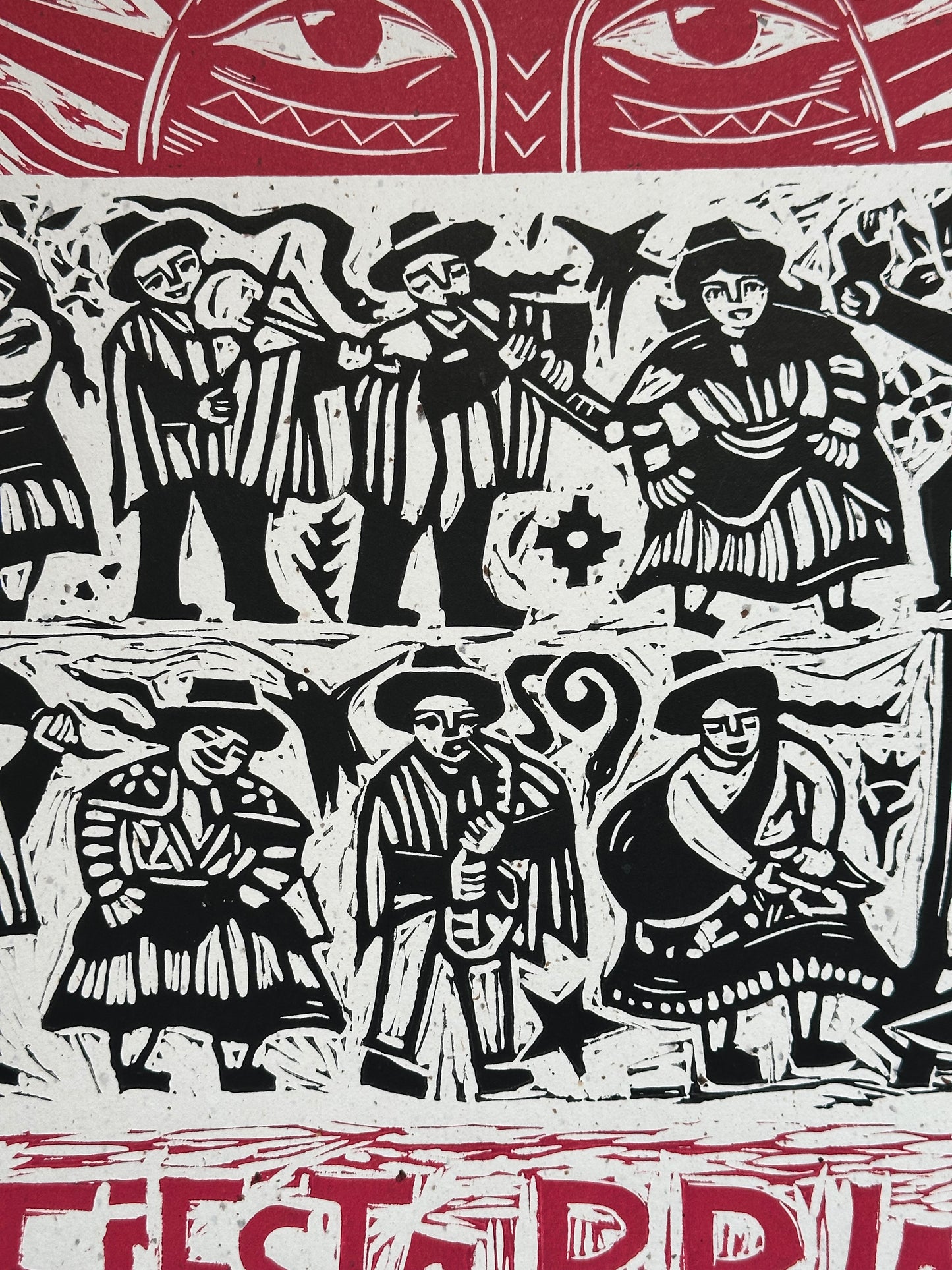 Fiesta Popular ~ Linocut Print - 19.5”x14.5”