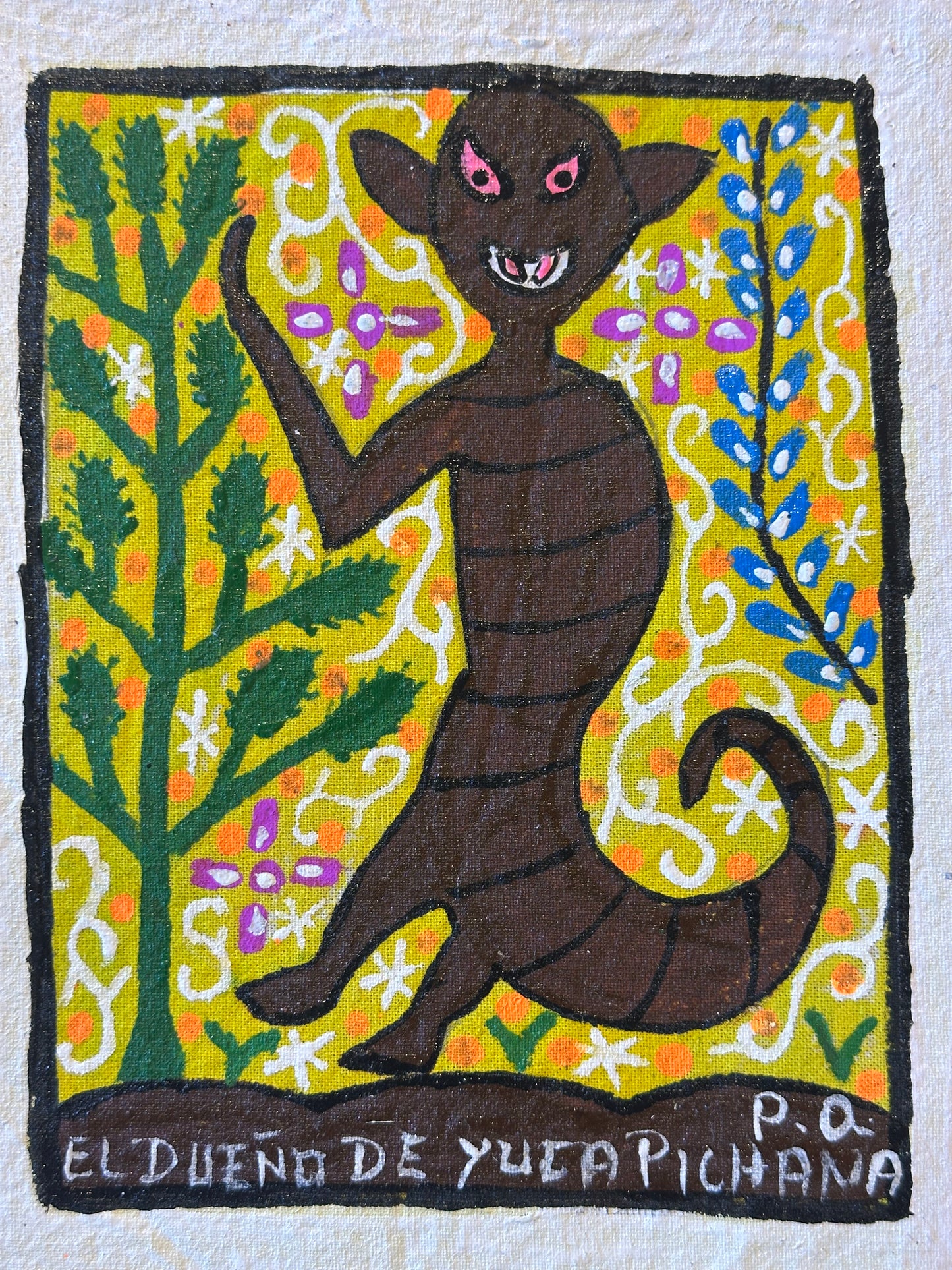 El Dueño de Yuca Pichana - painting on canvas 6” by 7”