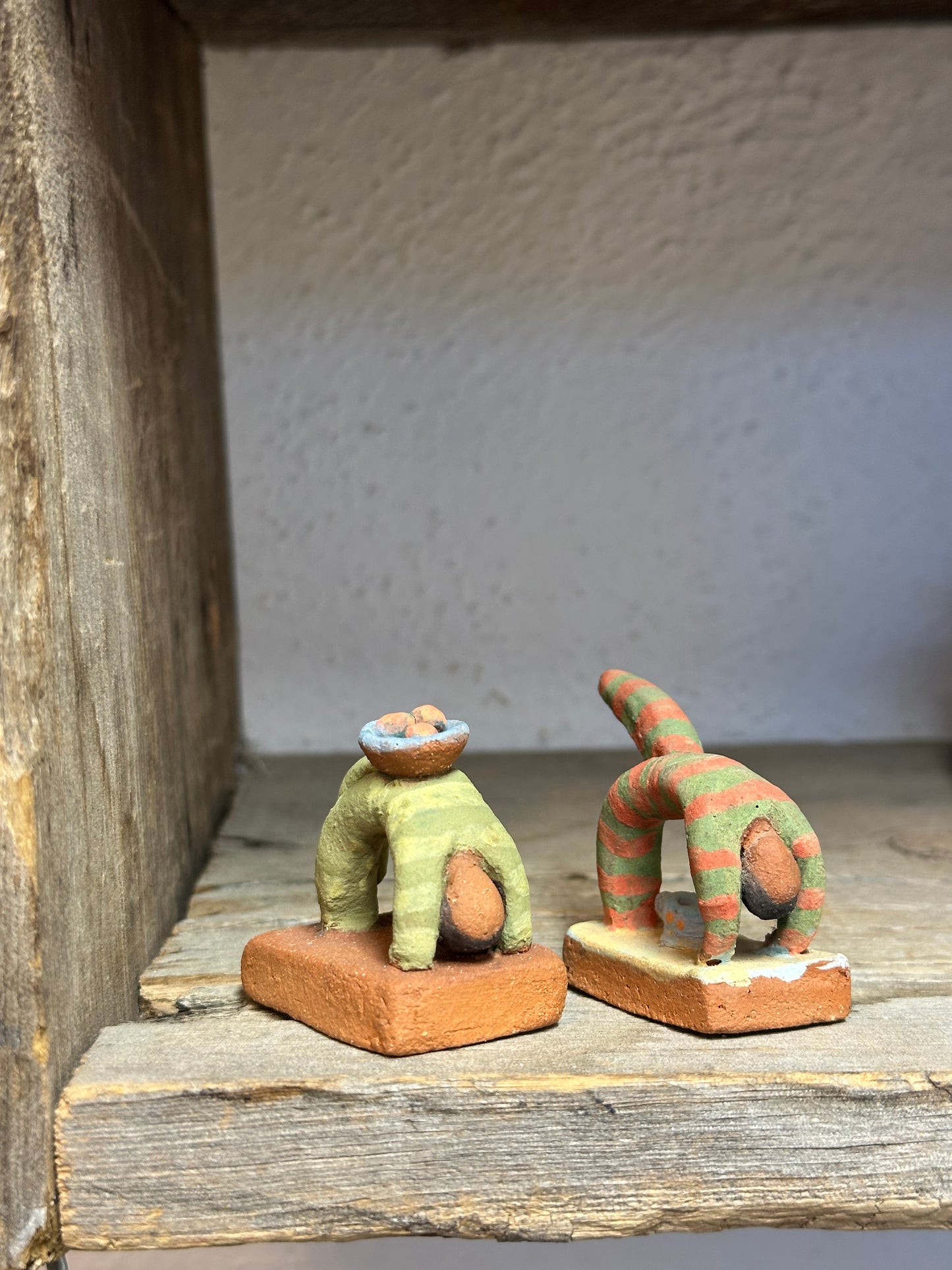 Backbending in pijamas - miniature clay sculpture