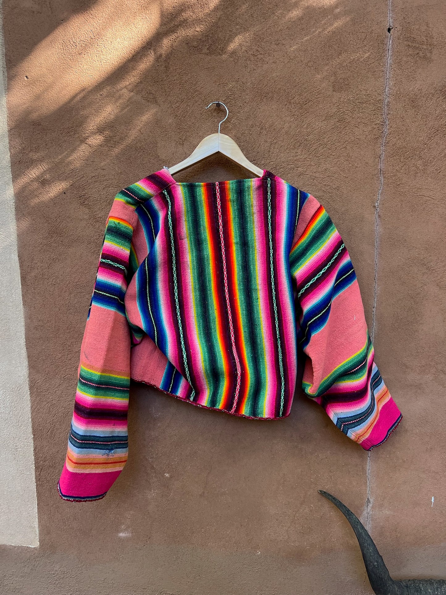 Upcycled Cropped Jacket - wide Sleeves - Alpaca Wool