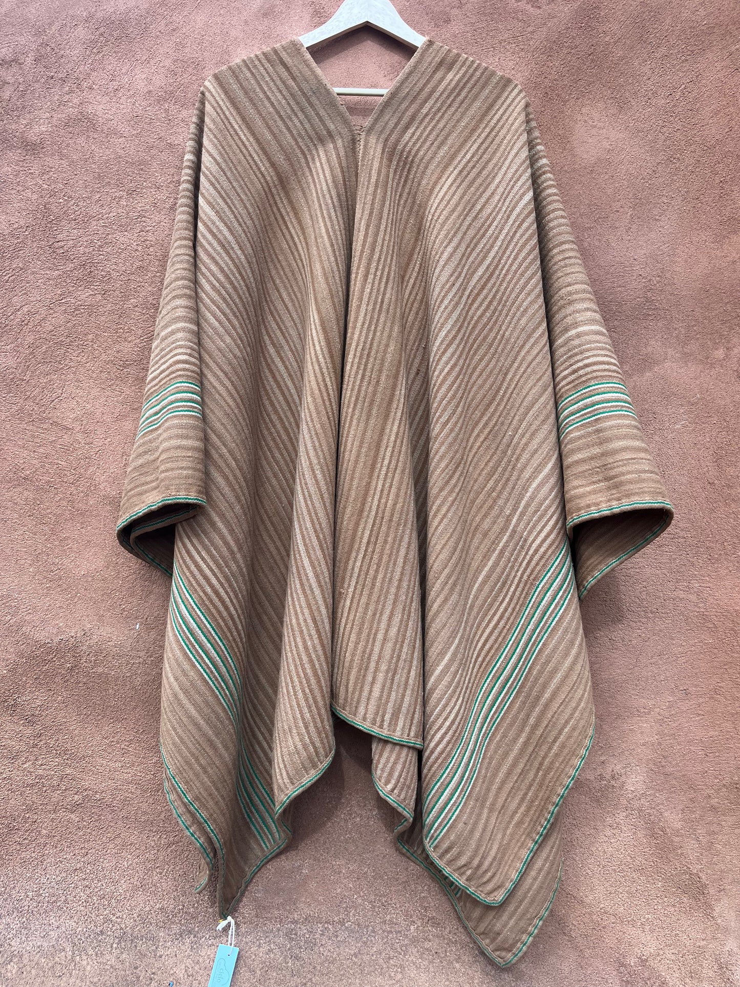 Traditional Poncho ~ Handwoven ~ green trim