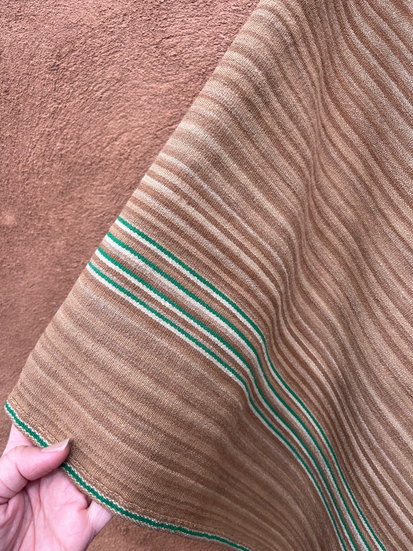 Traditional Poncho ~ Handwoven ~ green trim