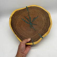 Load image into Gallery viewer, Velvet mesquite and Peruvian turquoise Lazy Susan
