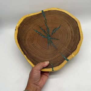 Velvet mesquite and Peruvian turquoise Lazy Susan