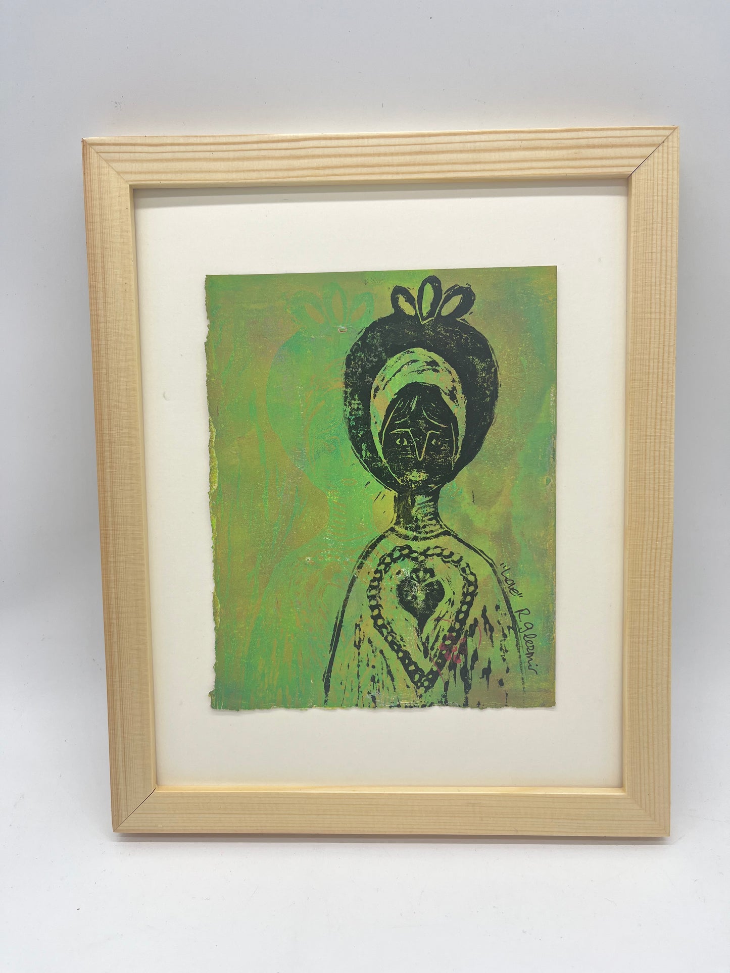 "Love" - Linocut Print 5x7