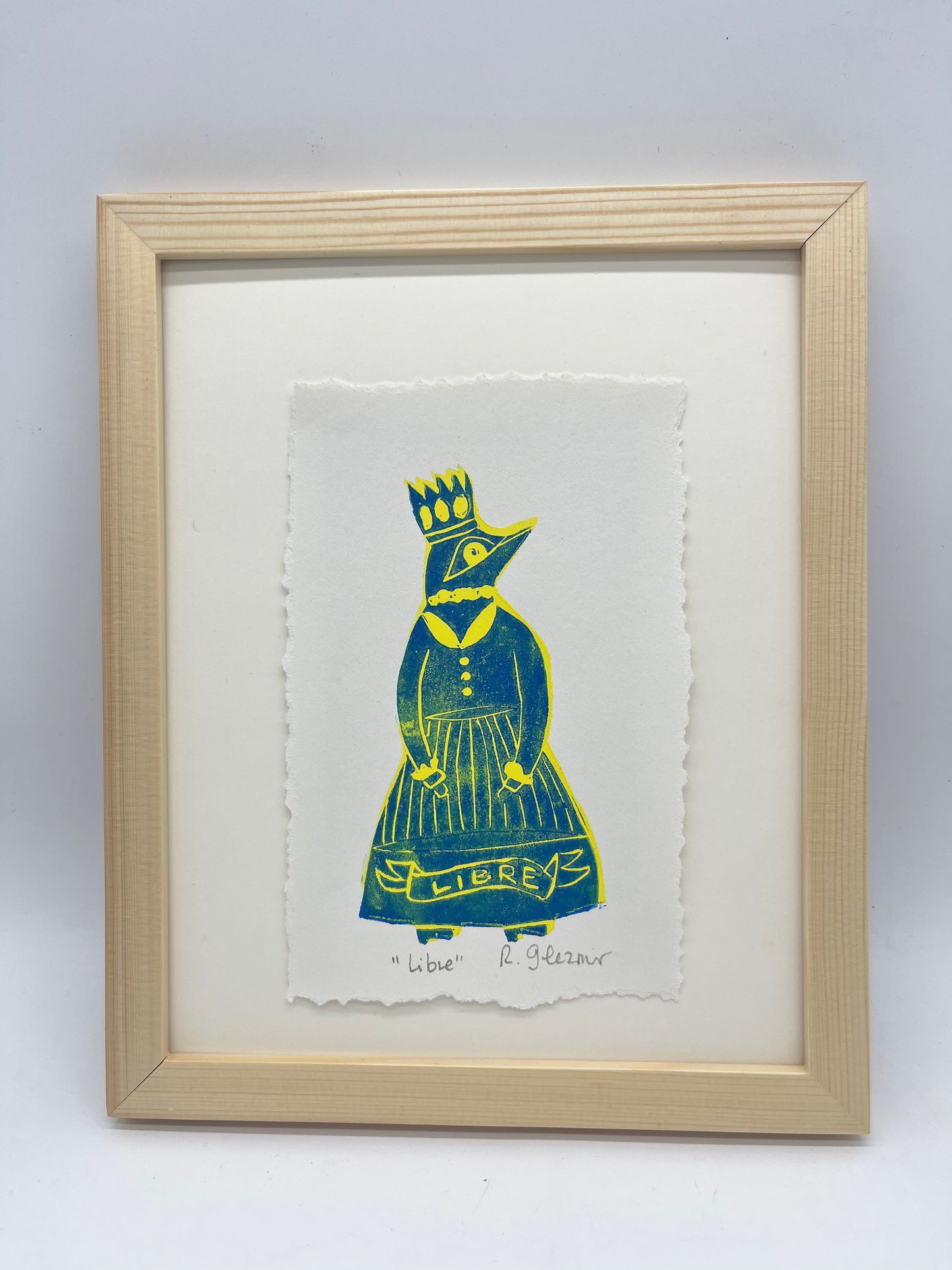 "Libre" - Linocut Print 5x7