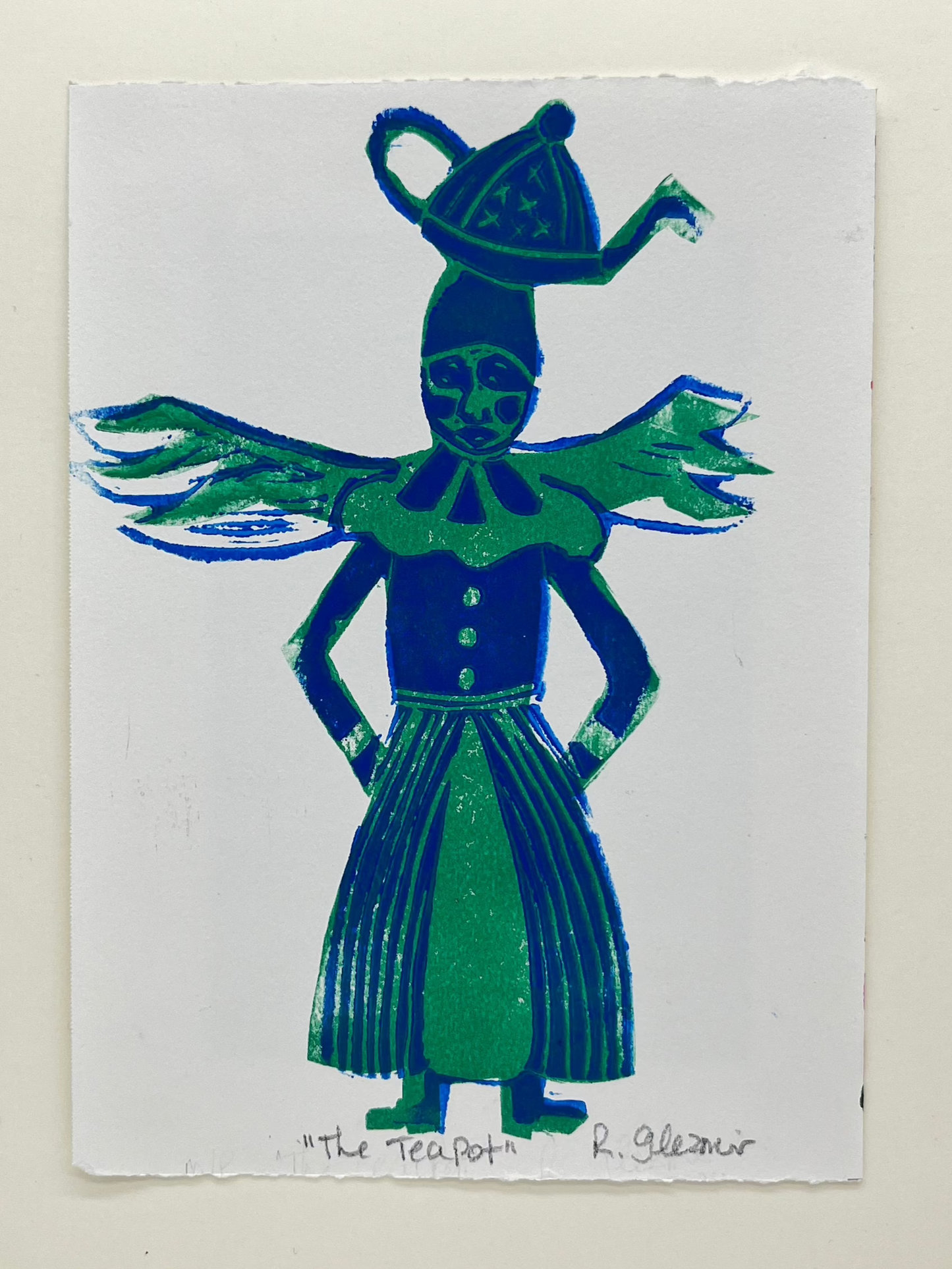 "The Teapot" - Linocut Print 5x7