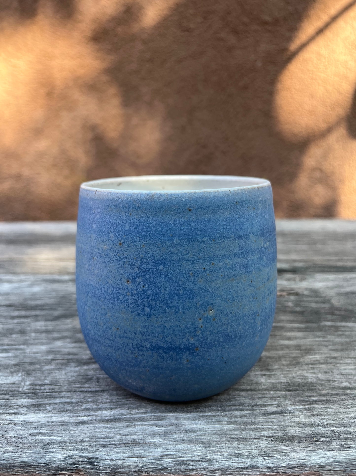 Whiskey Tumbler ~ texture blue matte + white satin interior