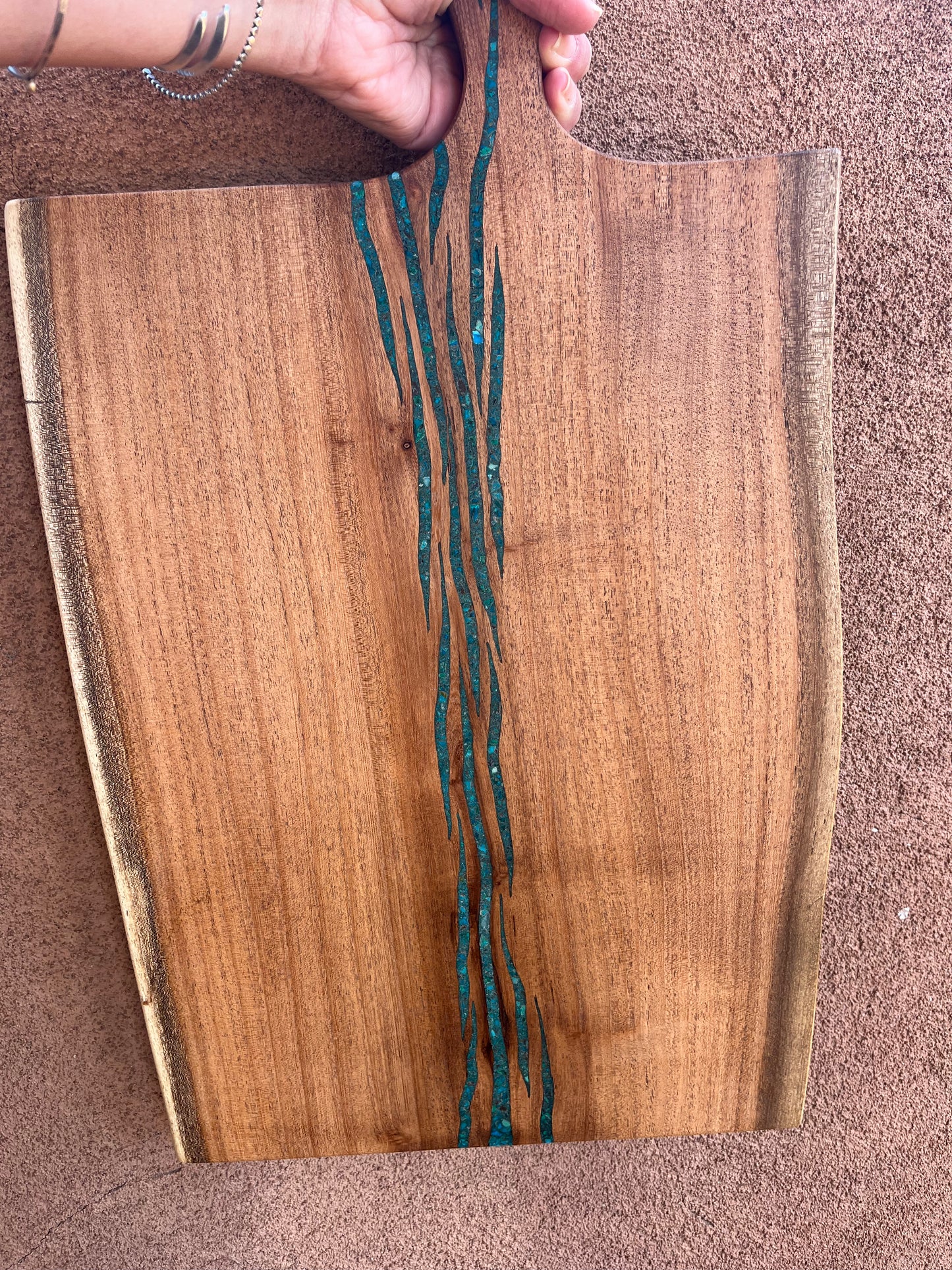 Cutting board with handle ~ Peruvian turquoise