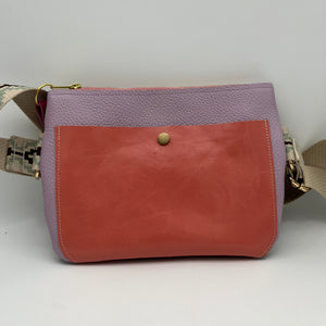 Crossbody Bag Brown & pinks- Pink zipper