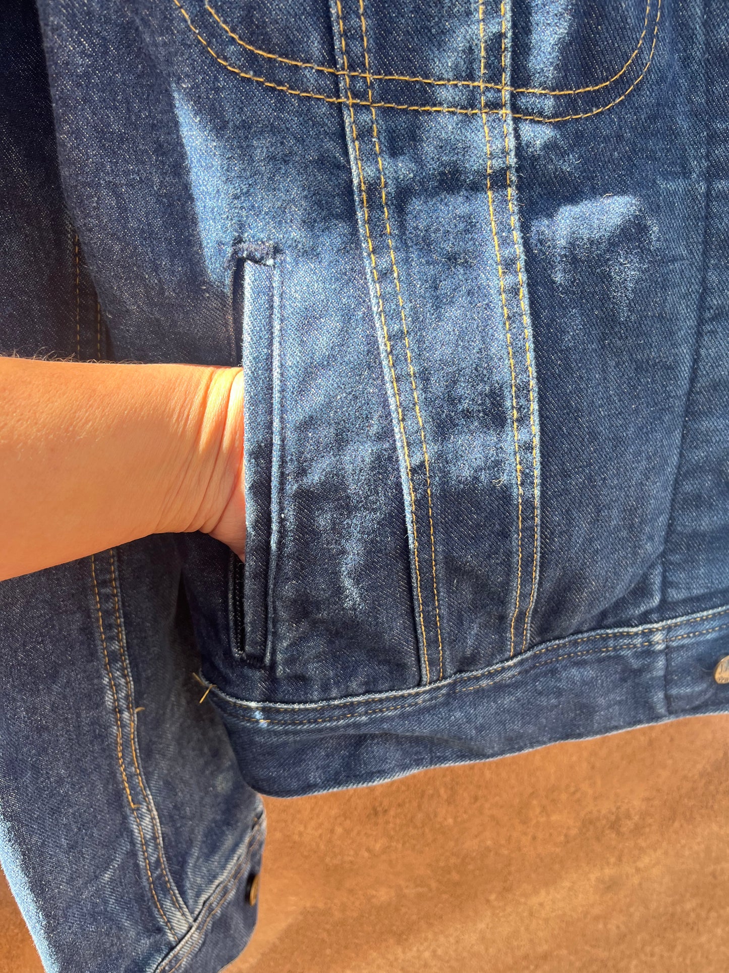 Denim Lee Jacket - Handwoven back panel - Size
