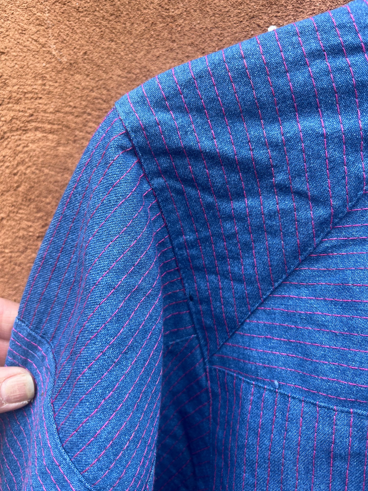 Bomber Jacket - Jean and pink thread