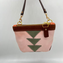Load image into Gallery viewer, Crossbody bag ~ pink and green triangles

