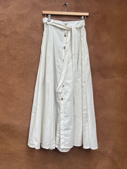Skirt - White Linen - button down - with belt