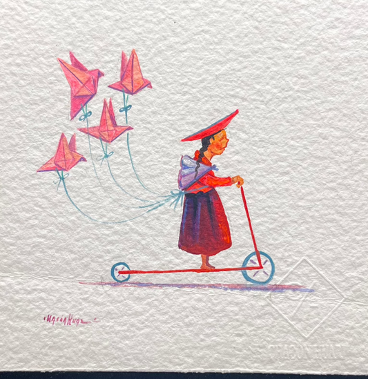 Andes Series - Original mixed media - 8 x 8 framed