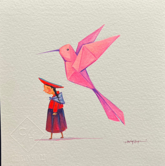 Andes Series - Original mixed media - 8 x 8 framed