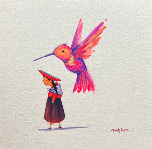 Andes Series - Original mixed media - 8 x 8 framed