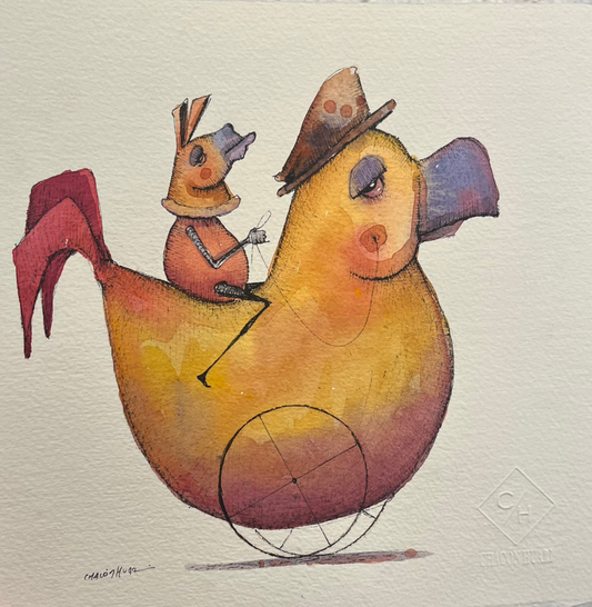 Migrantes - Original illustrations - 10x10 framed