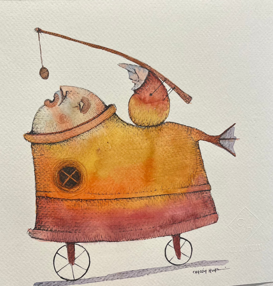 Migrantes - Original illustrations - 10x10 framed