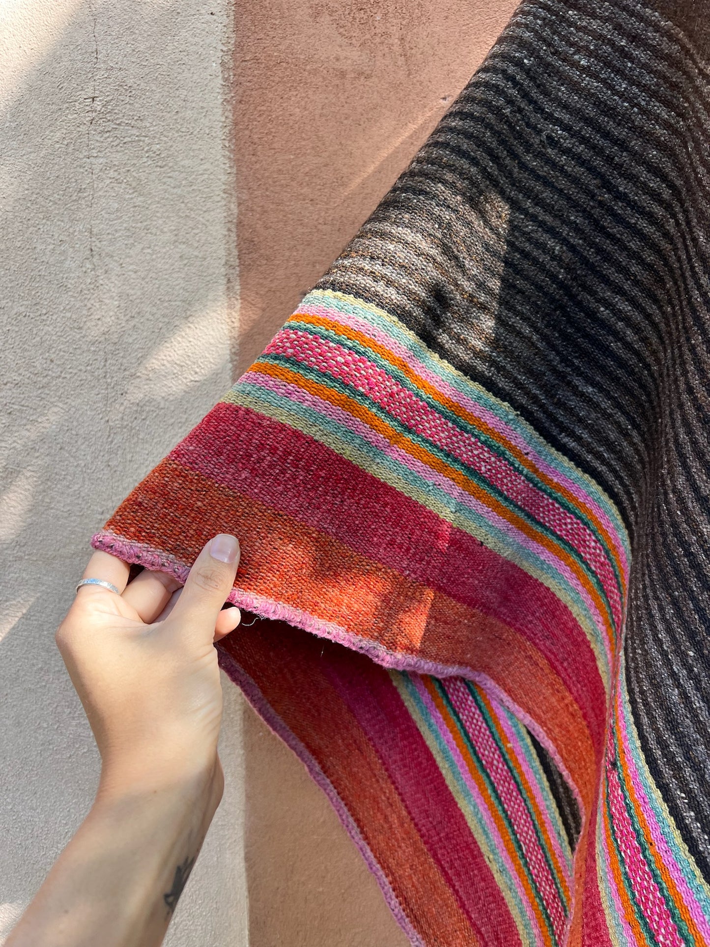 Antique Medium Poncho ~ handwoven