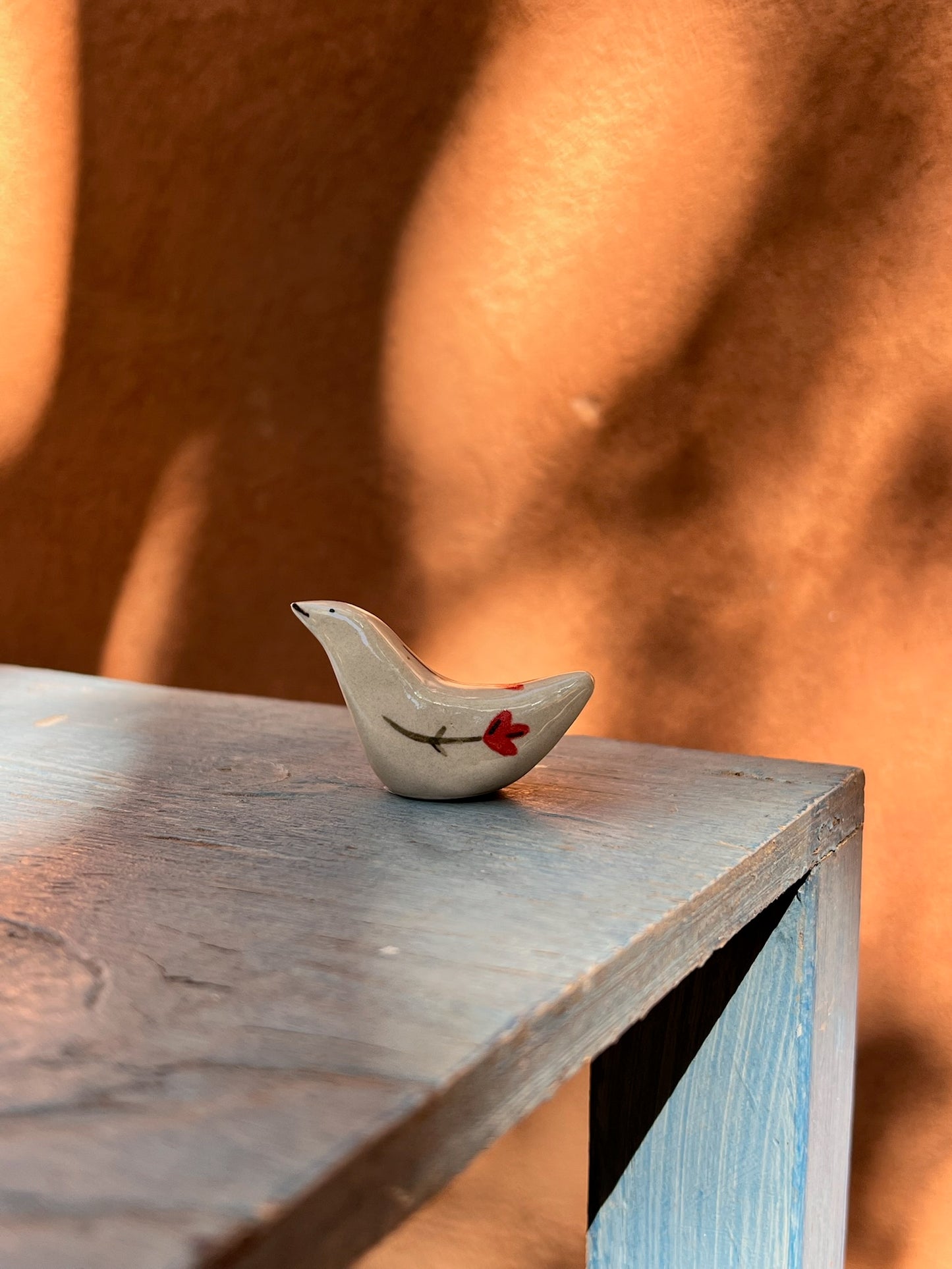 Birdie in clay - paper weight tiny sculpture