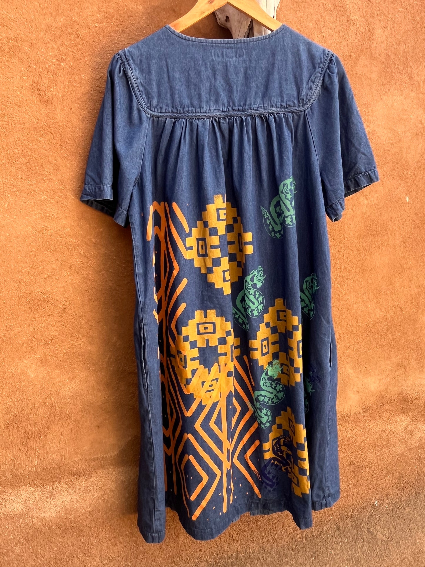 Upcycled Jean cotton dress - Large