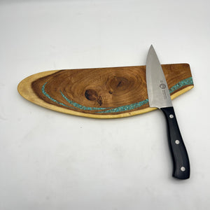 Knife block with Kingman turquoise inlaid