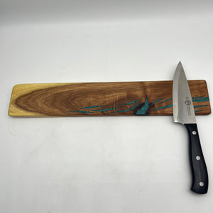 Knife block with Kingman turquoise inlaid