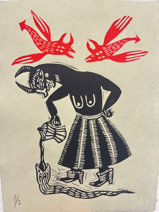 Café de la mañana - linocut print