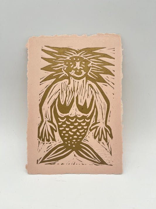 Sirena - linocut print 6"x8"
