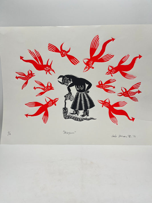 Desayuno - linocut print 18x24