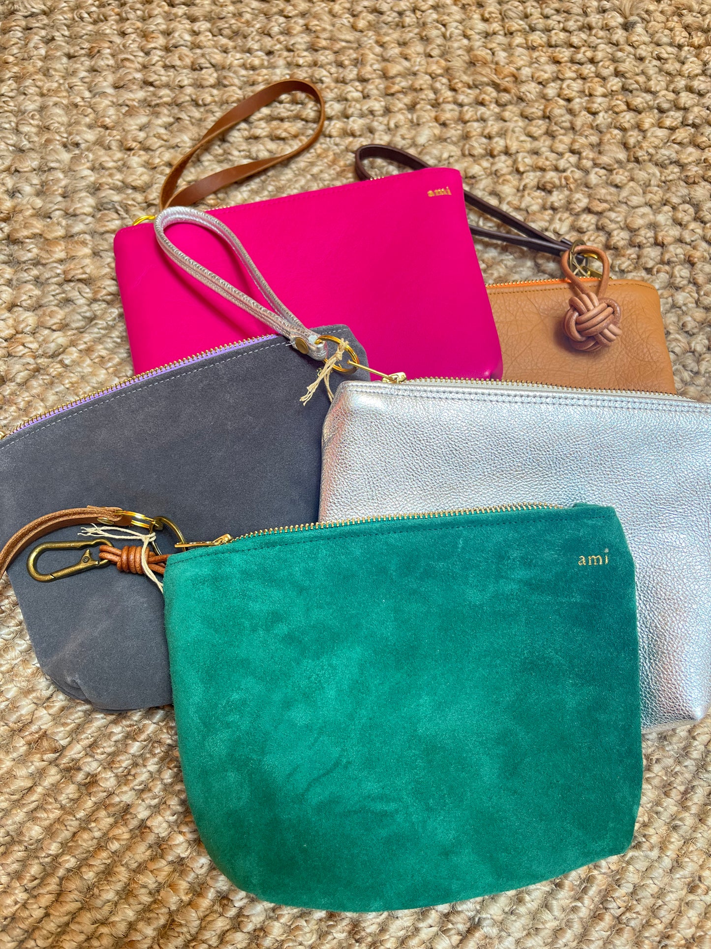 Leather and Suede Wristlet Pouches