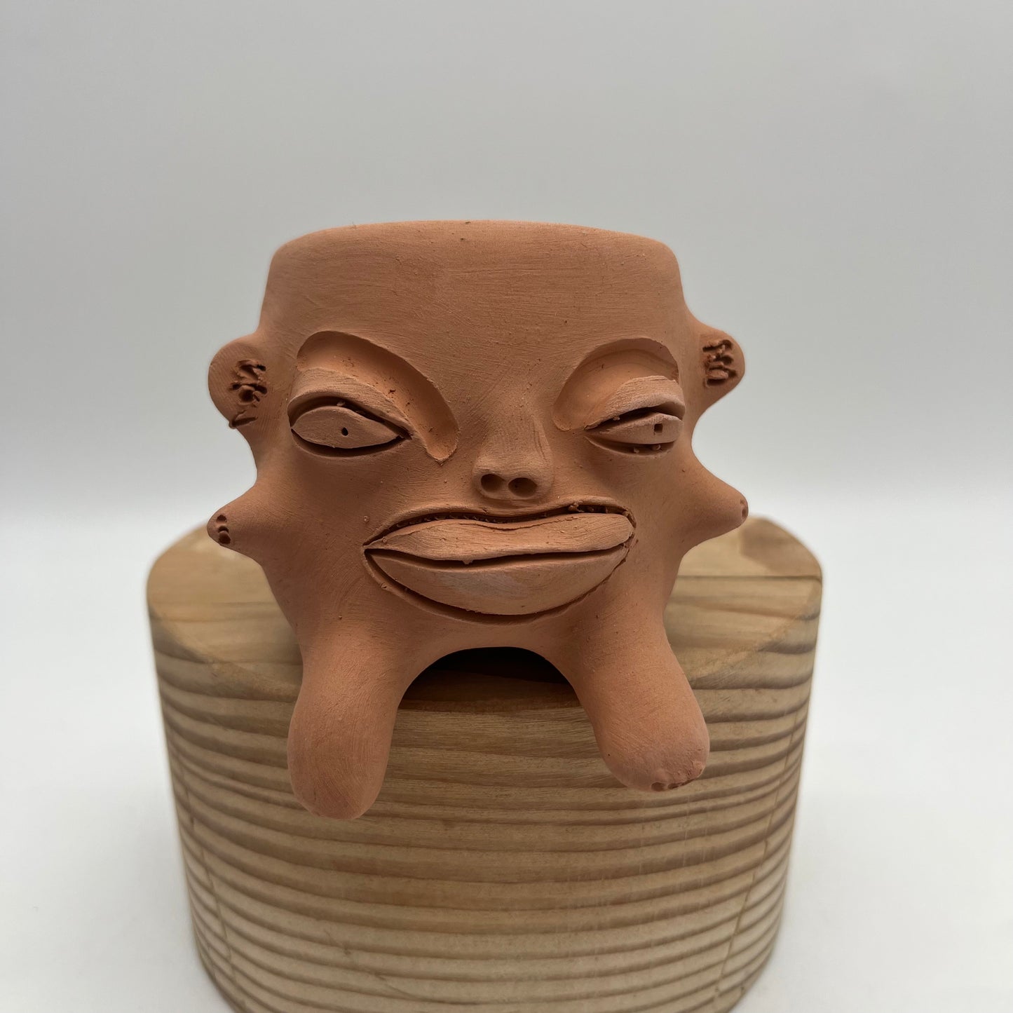 Medium Terracota face planter sitting - Maicito