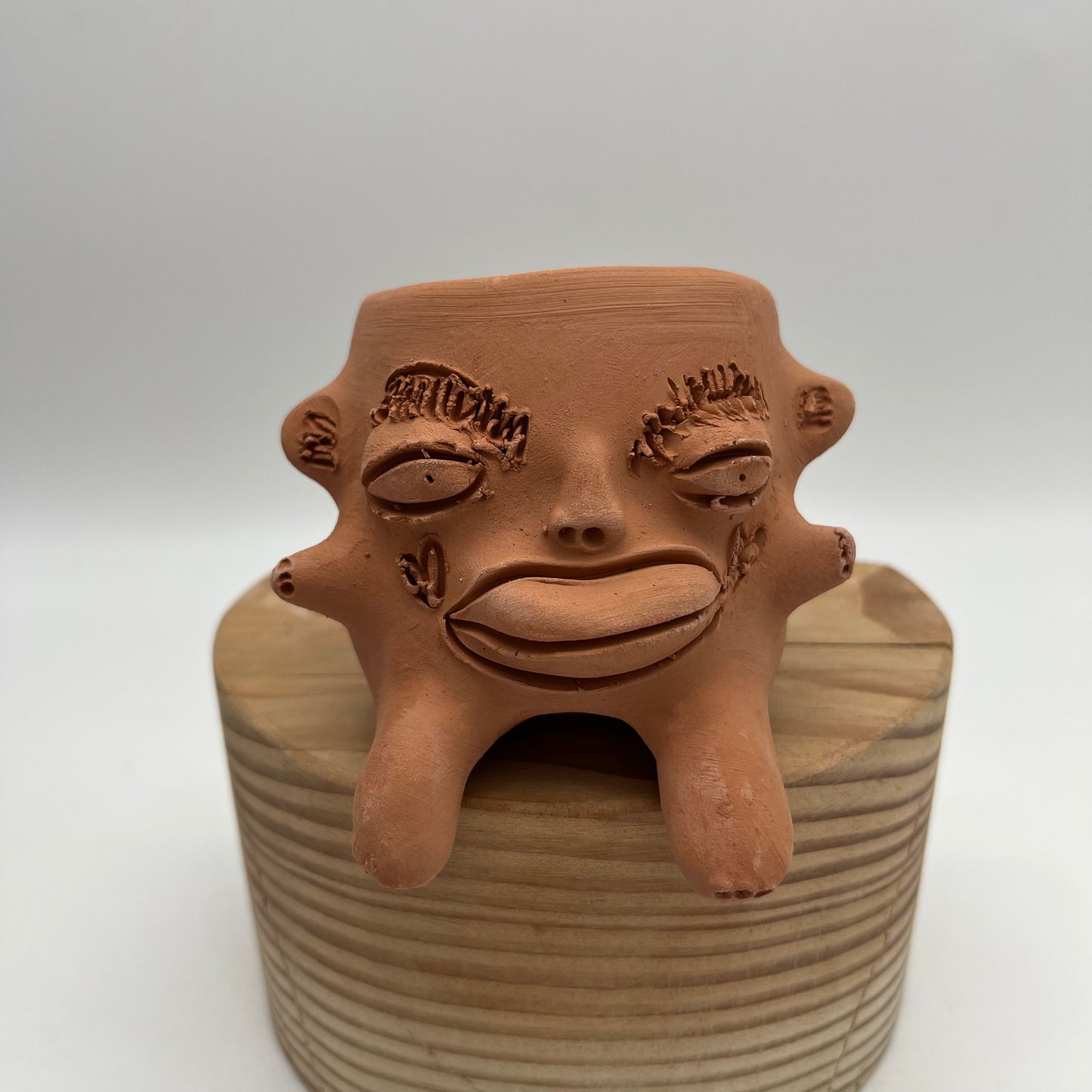 Medium Terracota face planter sitting - Maicito