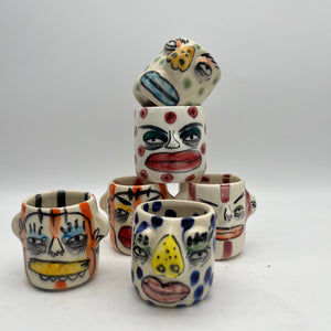 Face Mezcal Cups ~ porcelain