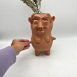 Large ~ Terracota face planter with legs
