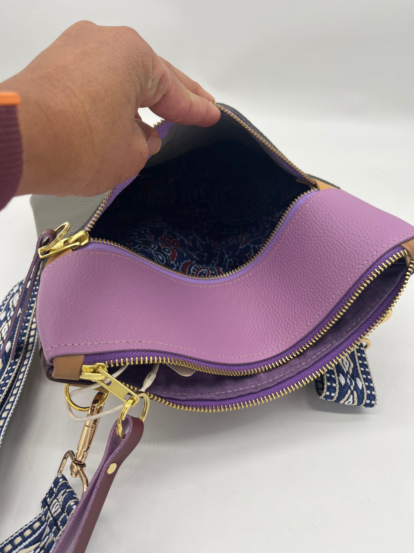 Crossbody Bag - purple and grey