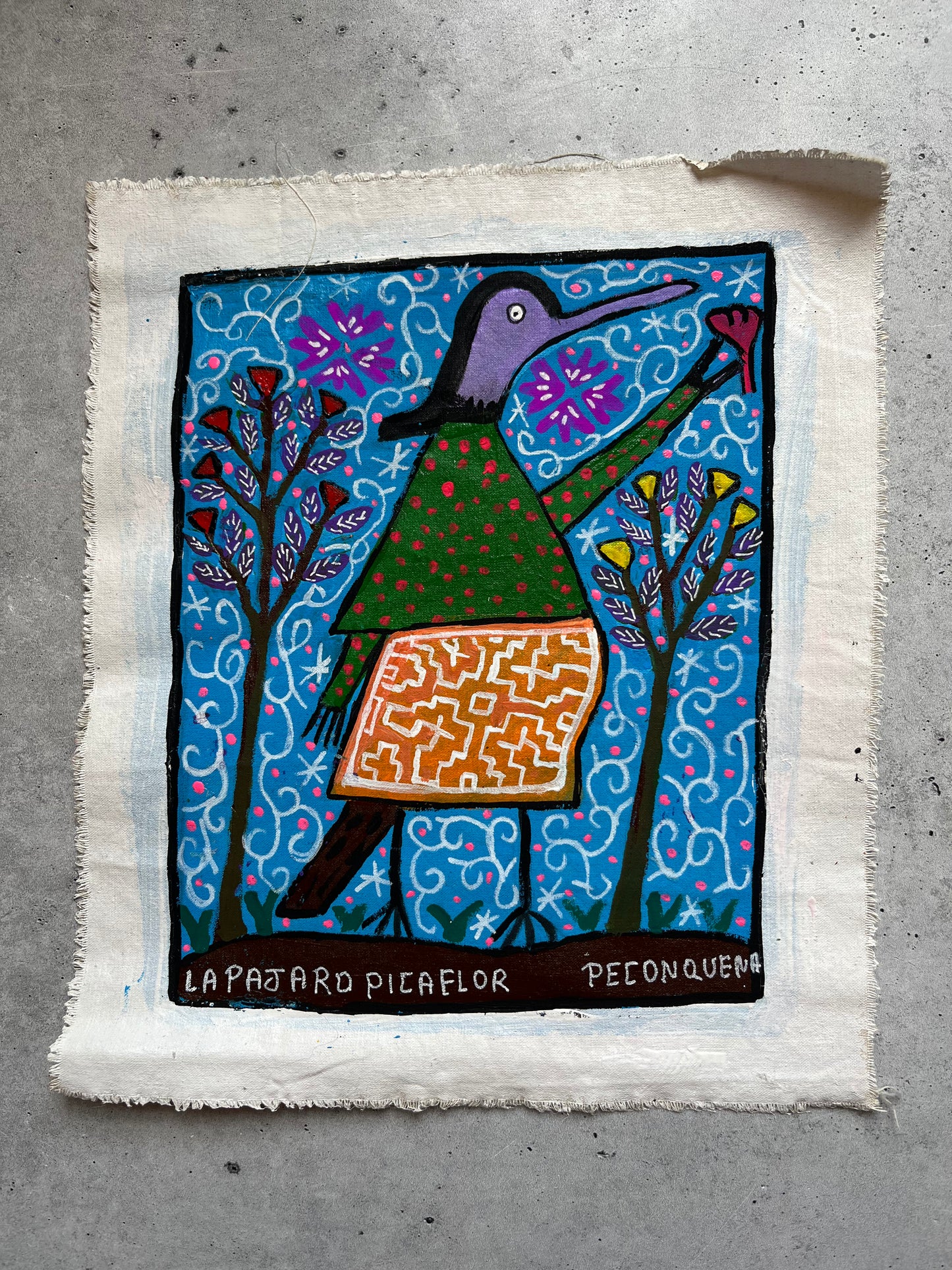 La Pajaro Picoflor - painting on canvas 8.5” x 9.5