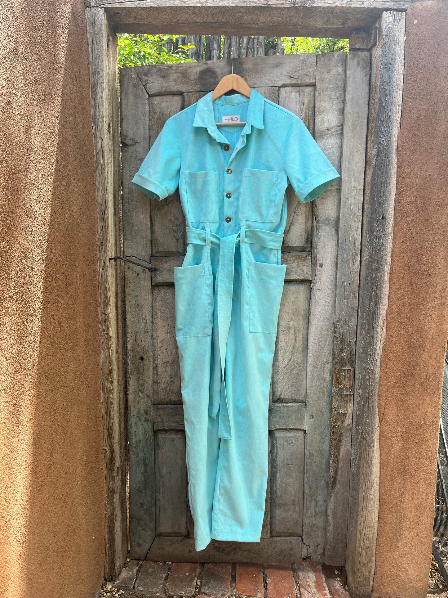 Jumpsuit - Sky Blue Corduroy - Short sleeves