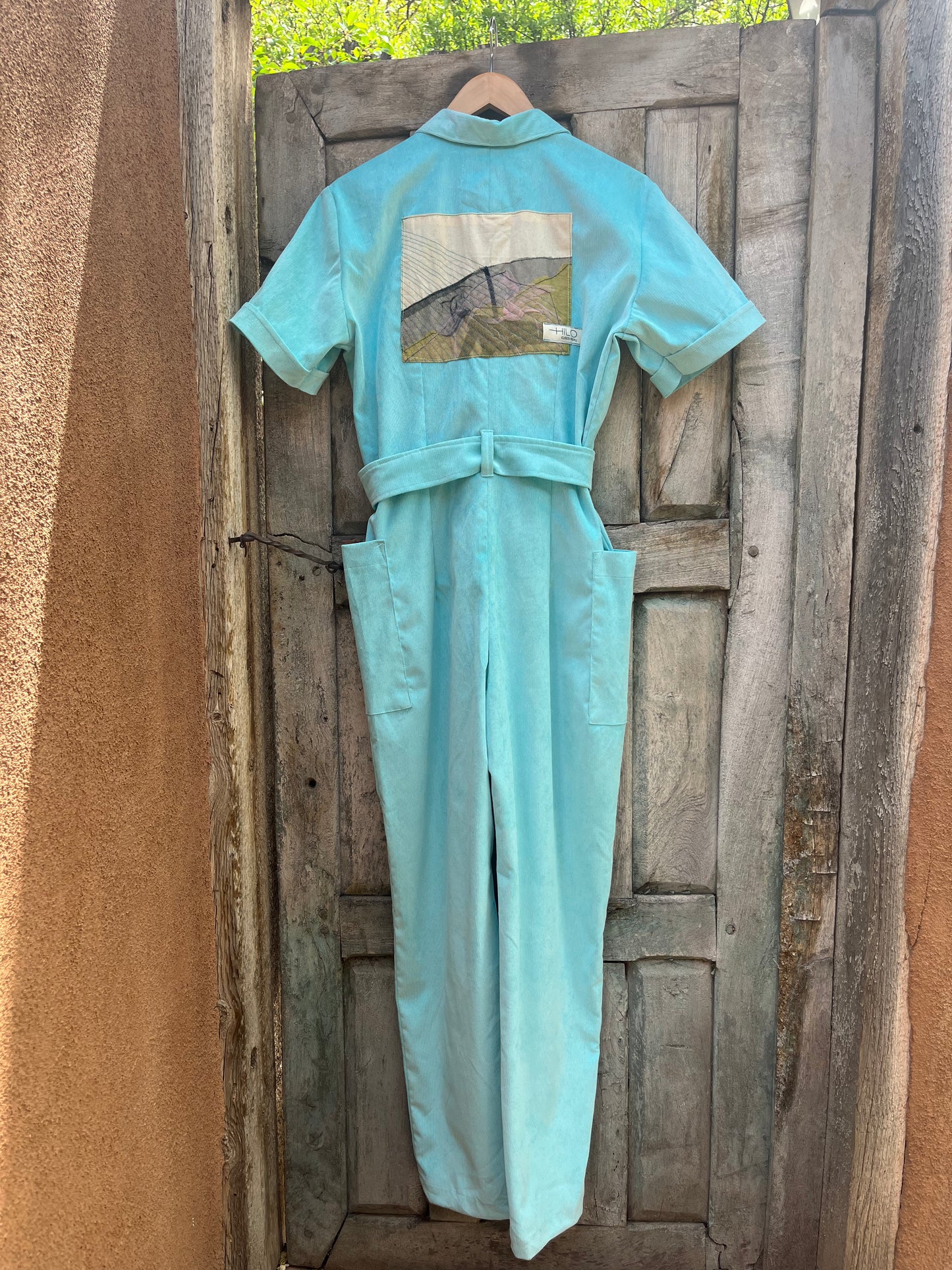 Jumpsuit - Sky Blue Corduroy - Short sleeves